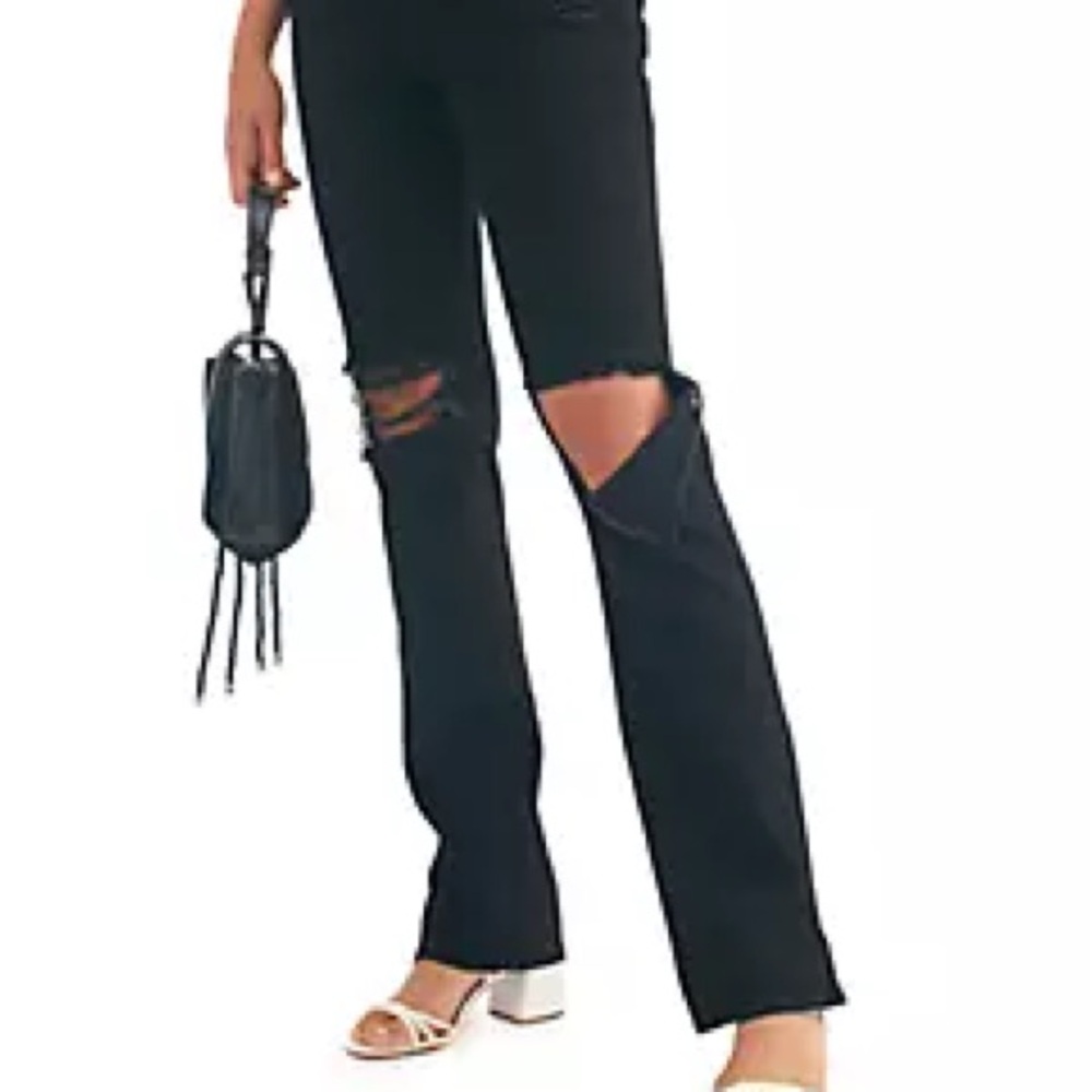We The Free My Own Lane black distressed jeans denim size 28